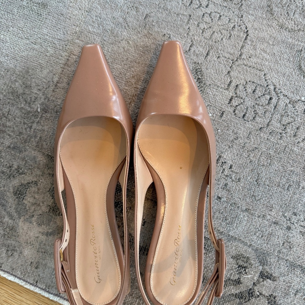 Gianvito Rossi Matt Tan Slingback Flat